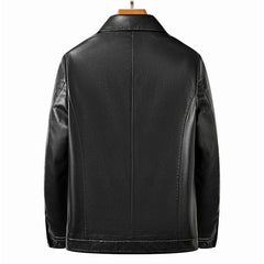 Spring and Autumn Men's Genuine Leather Polo Mock Neck Jacket Fashion