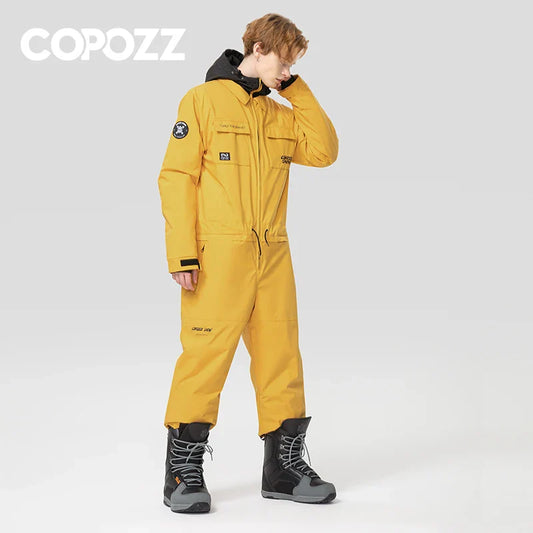 Thick Men Women One-Piece Ski Jumpsuit Outdoor Sports Snowboard Jacket Warm Jump Suit Waterproof Winter Clothes Overalls Hooded