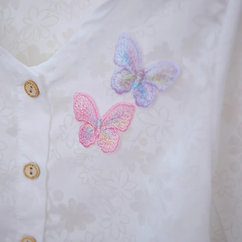 Summer Girls Cardigan Butterfly Thin Cotton Sweet Children Shrug Outwear For Kids