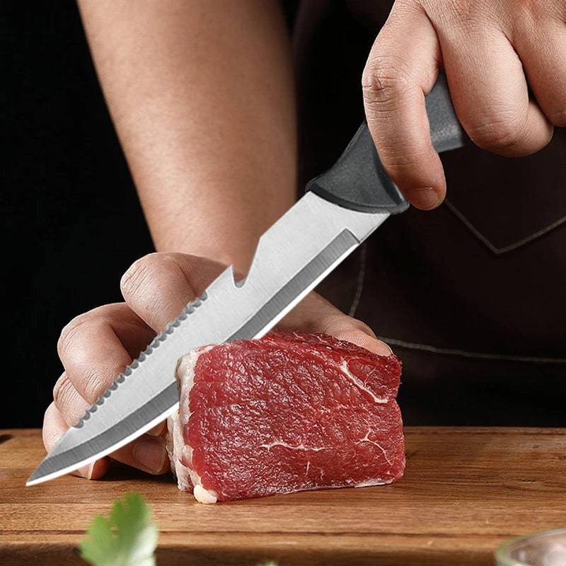 Stainless Steel Back Tooth Scaler with Scabbard Sharp Fish Knife Household Kitchen