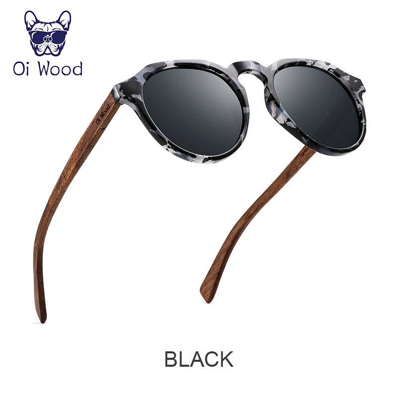 Sunglasses Women Men's Sun Glasses  Walnut Wood Round Eyeglasses