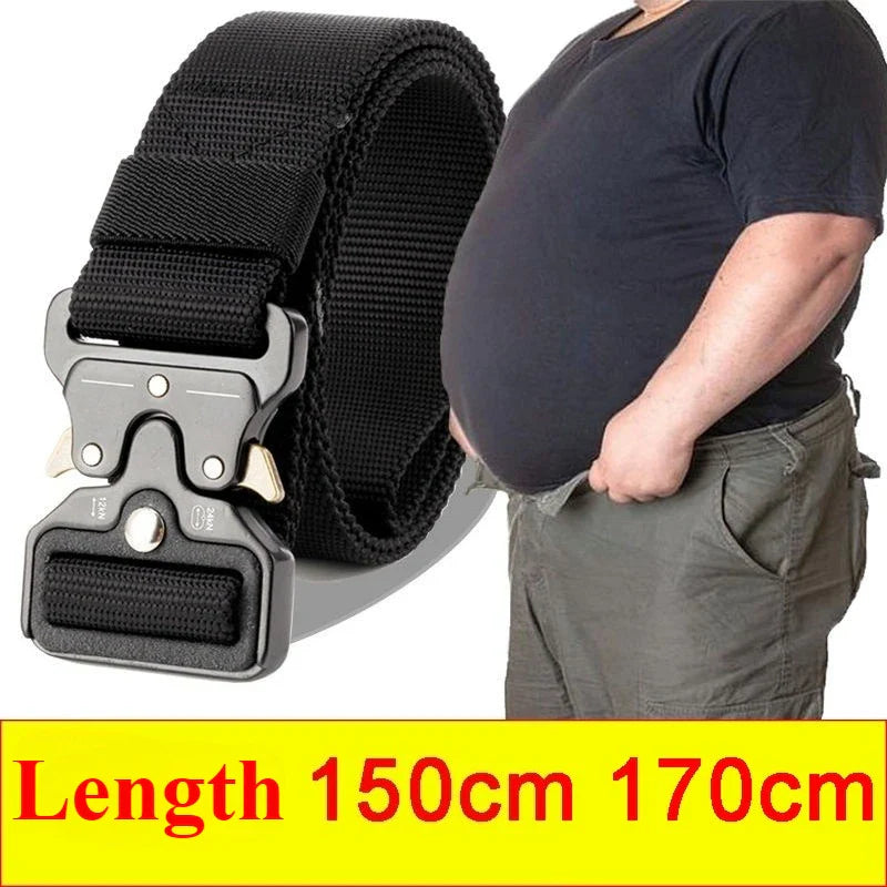 Plus Size 150cm 170cm Tactical Belt Quick Release Outdoor Military Belt Soft Real Nylon Sports Accessories Men Women Black Belts