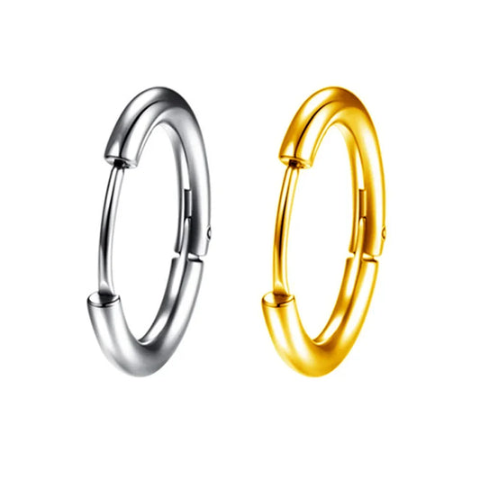 10pcs 316L Stainless Steel Hoop Earrings Women Men Punk Hiphop Circular Ear Buckle Ring Jewelry Gold Color Accessories Wholesale