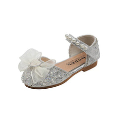 Children Sandals Rhinestone Bow Wedding Princess Girls Sandal Party Dance Baby Student Flats Kids Performance Shoes H251