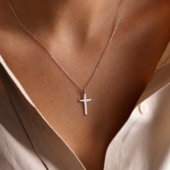 Fashion Stainless Steel Cross Gold Silver Color Necklace for Women Men Exquisite