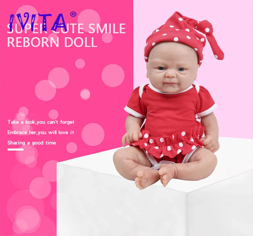 IVITA 100% Full Body Silicone Reborn Baby Dolls Painted Realistic Baby Doll Wholesale Lifelike Toys for Children Christmas Gift