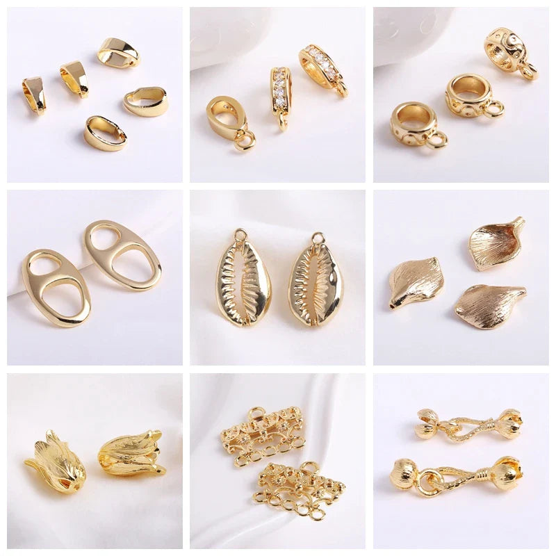 14K Gold Plated Brass Earrings Hooks Round Hoop Earrings,Earring Fixtures,Fasteners For Earrings,DIY Earring Making Accessories