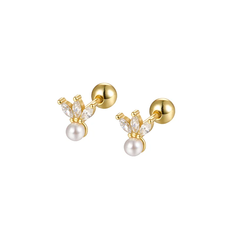 WANTME 925 Sterling Silver Fashion Love Butterfly Romantic Star Crown Screw Stud Earrings for Women Ear Bone Piercing Jewelry