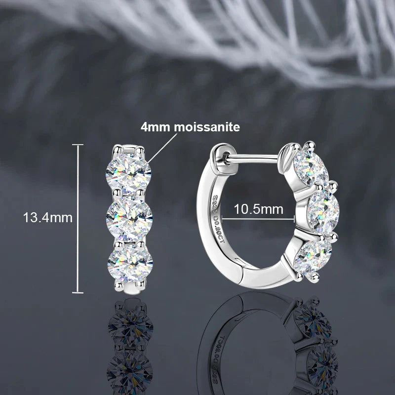 IOGOU Hoops 100% 925 Sterling Silver Real 3mm Moissanite Stud Earrings For Women Sparkling Jewelry Gifts with Certificate Gifts