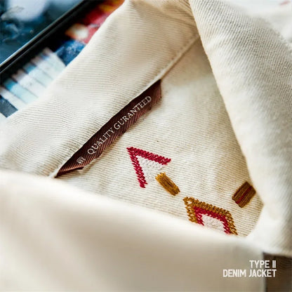 Retro Jeans Jacket Men Amekaji Denim Coat Cotton 100% Slim Fit Outwear Fashion