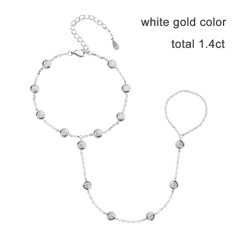 KNOBSPIN 3mm D Color Moissanite Bracelets for Women 14-21cm Adjustable Chain GRA Certified s925 Sterling Silver Bubble Bracelet