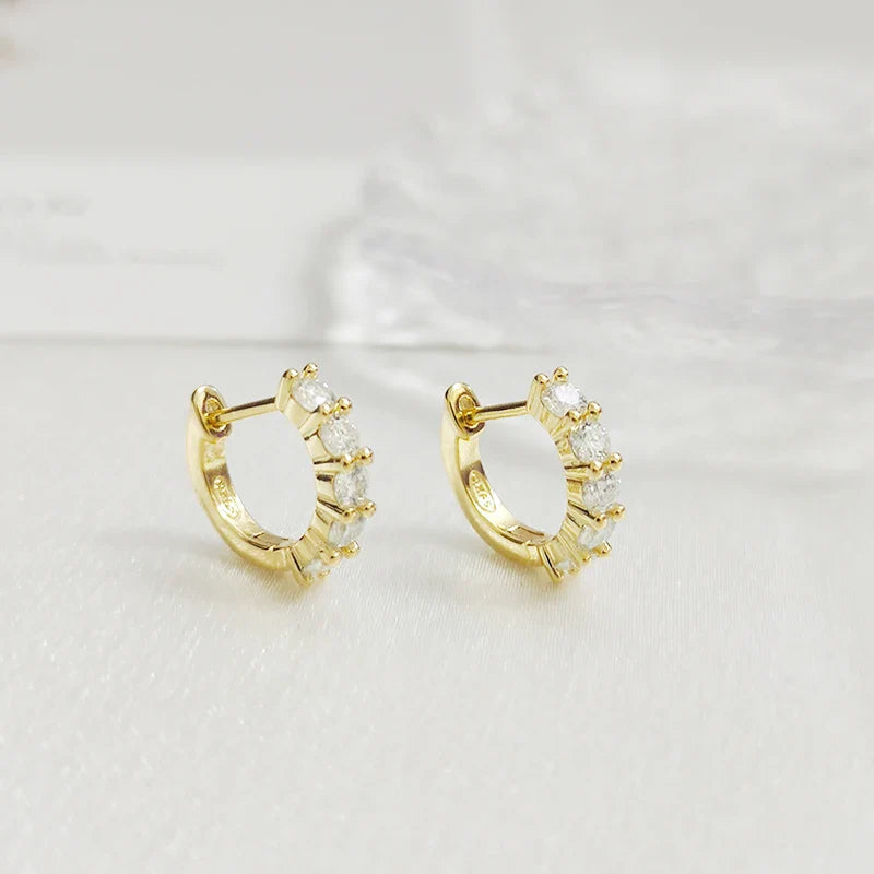 NeeTim 3mm D Color Moissanite Earrings 925 Sterling Silver Plated White Gold Hoop Earring for Women Wedding Party Fine Jewelry