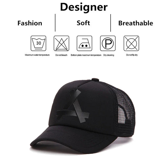 Unisex A- Letter Printing Baseball Net Caps Hip Hop Cap Spring and Summer Outdoor Adjustable Casual Hats Sunscreen Hat