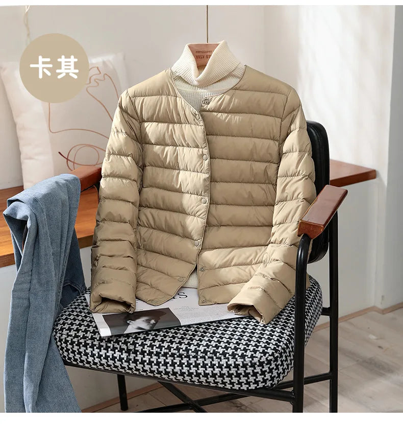Autumn Winter Warm Women White Duck Down Slim Jackets Female