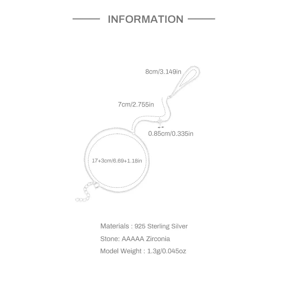 CANNER Minimalism Octagonal Star Finger Bracelet For Women 925 Sterling Silver Ins Flower Multi-layer Bracelet Fine Jewelry