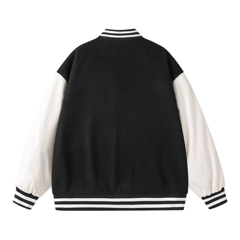 Baseballs Jackets Fashion Quality Patchwork Button Leather Sleeve Sports Coat