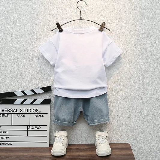 Summer Casual Children's Clothing Set Baby Boys Girls T-Shirt Short Pants 2pcs Suit Toddler Infant Coat for Kids 1-5 Years