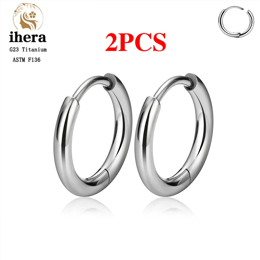 2/20PCS G23 Titanium Piercing Round Earrings Hoops with Zircon Ear Buckle Women Ear Tragus Cartilage Helix Piercing Jewelry