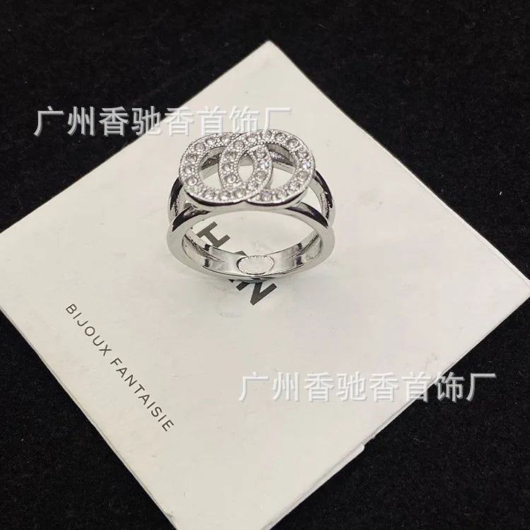 New Versatile Ring Fashion Temperament Diamond Pair Ring Personality Trend Ring