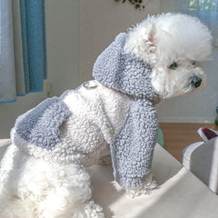 Berber Fleece Puppy Dog Hooded Sweater with Buckle Winter Warm Pet Clothes