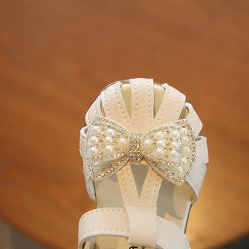 Baby Girls Shoes Bow-tie Sandals for Girls Kids Fashion Hollow Out Leather Shoe