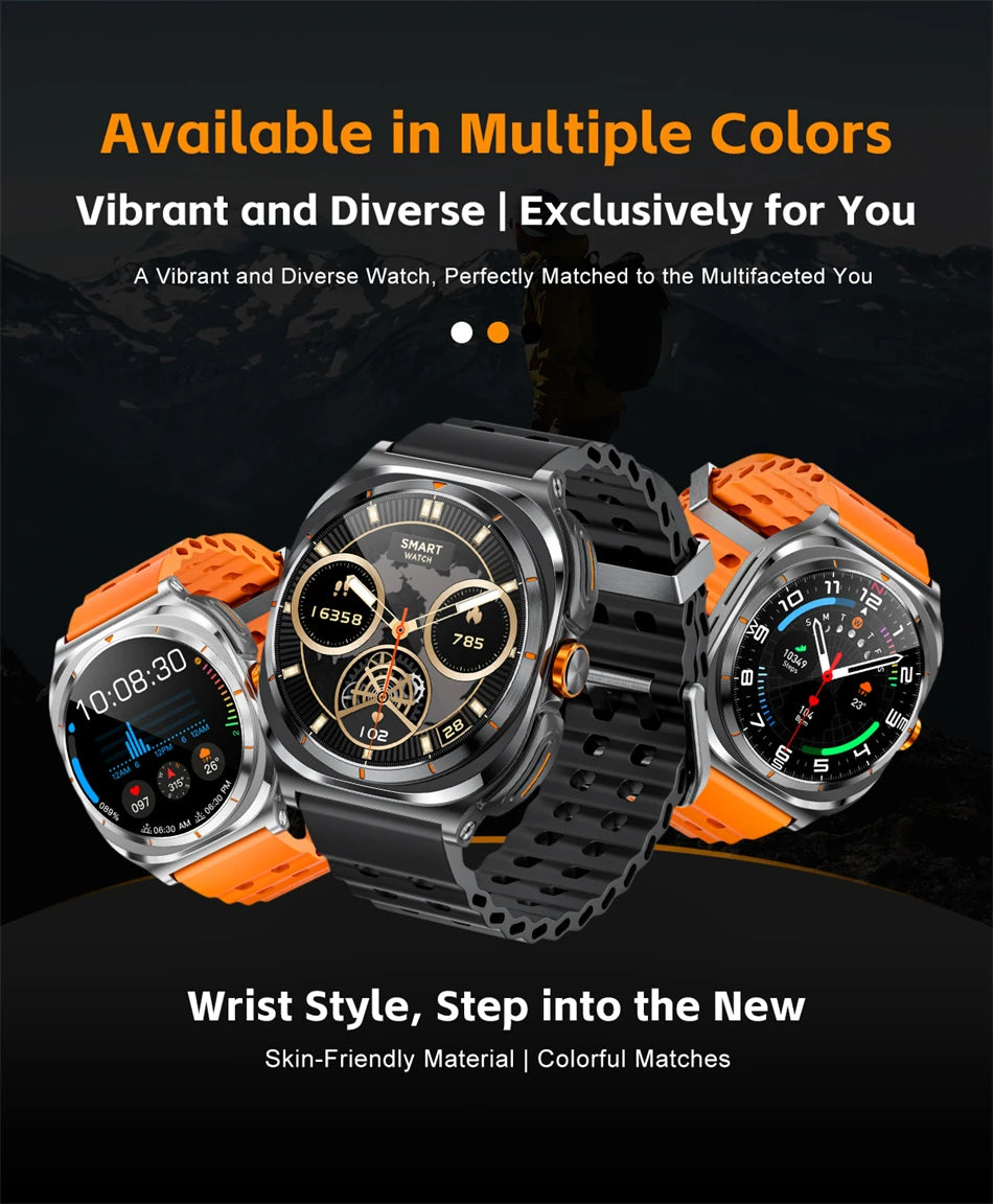 2025 New 6ATM Waterproof Smart Watch Men Outdoor SmartWatch GPS earphone Compass Heart rate LED  Bluetooth Call Sports Gift