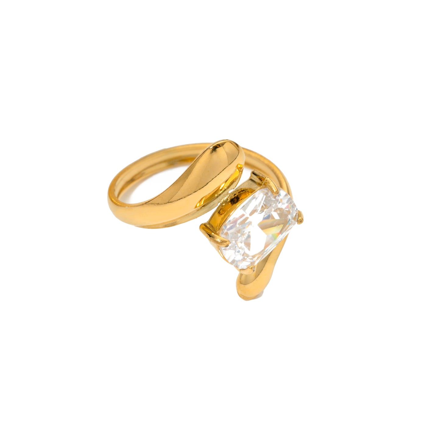 Big oval stone statement rings stainless steel rings for women minimalist dainty stainless steel jewelry waterproof open rings