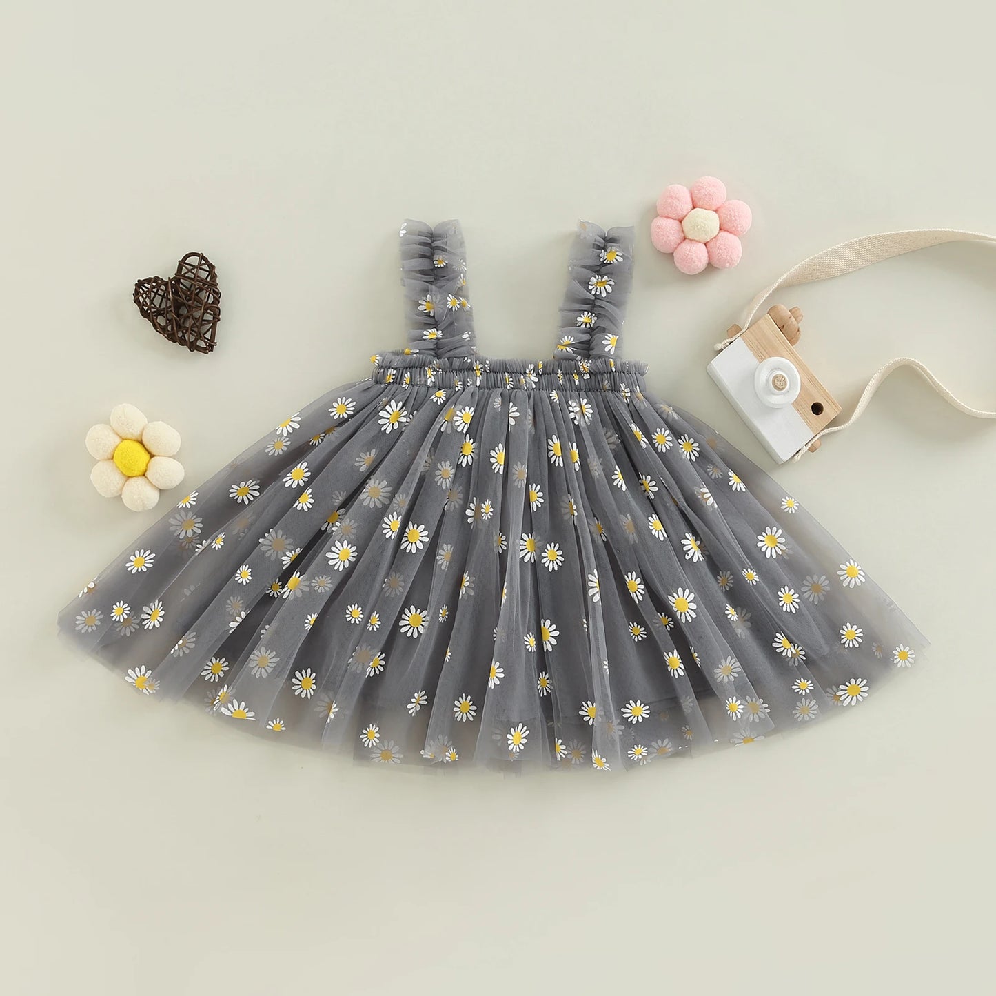 6M-5Y Summer Toddler Kid Baby Girls Tulle Dress Daisy Dresses For Girls