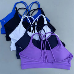 Women Cross Straps Sports Bra Gym Workout Crop Top Yoga Vest