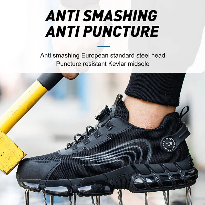 Rotating Button Unisex Safety Shoes Men For Work Sneakers Shoes Puncture-Proof Protective Women Shoes Steel Toe Work footwear