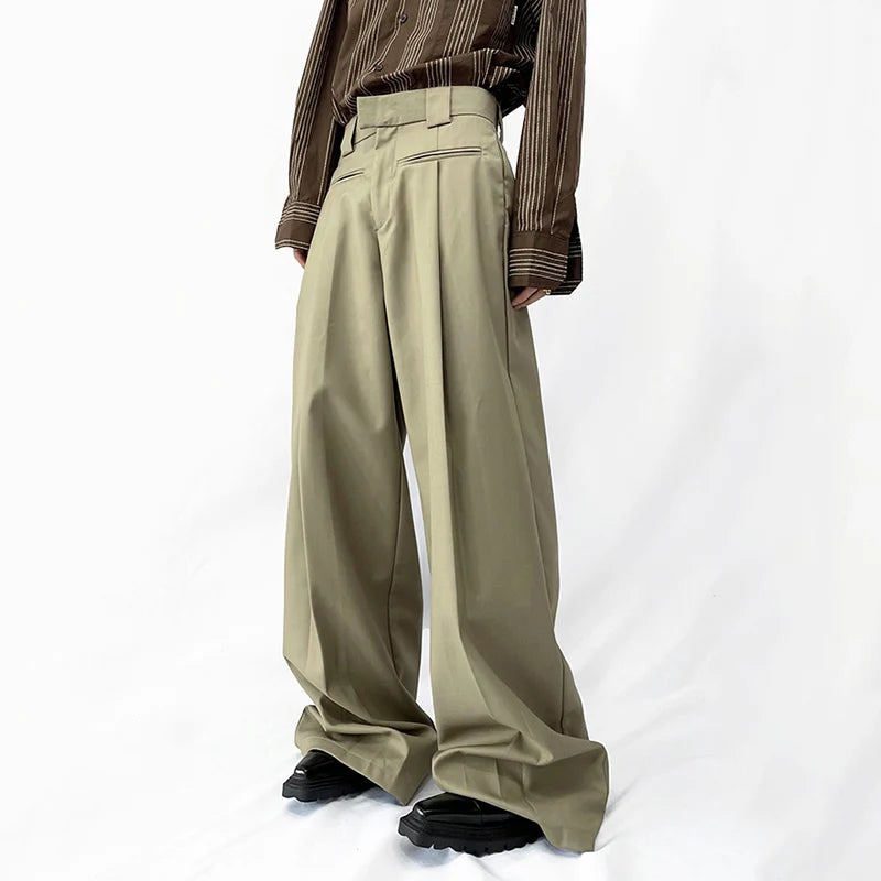 Male Suit Pants American Casual Straight Loose Slimming Slightly Wider Full Length