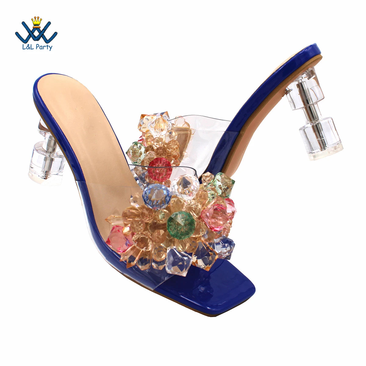 2022 New Design Sexy Ladies Super Heel Shoes Matching Bag Set in Royal Blue For African Women Party in Dress