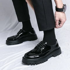 Men Formal Black Lace-up Shoes With Black Sole