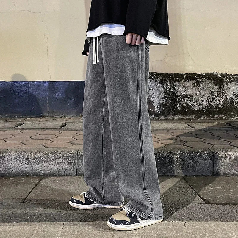 Men's Jeans Korean Version Student Casual Pants High Street Straight Loose