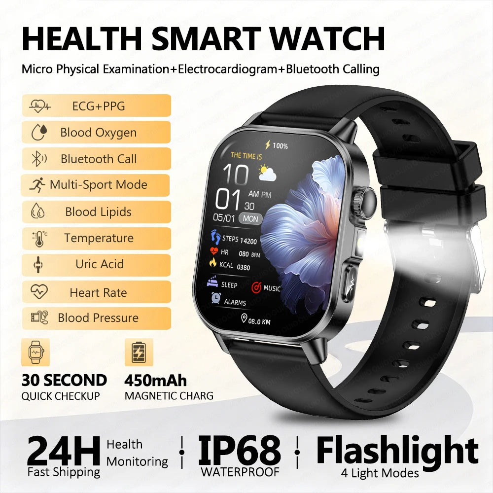 Body Composition analysis Monitoring Smart Watch Men ECG Heart Rate Blood pressure Uric Acid Health Tracker Smartwatches 2026New