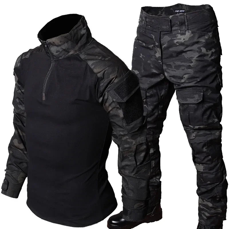 Camo Tactical Uniform Airsoft Ripstop Suit Multi Pocket Suits Hunting Pants Men Trainning Shirts Airsoft Paintball Clothes Sets