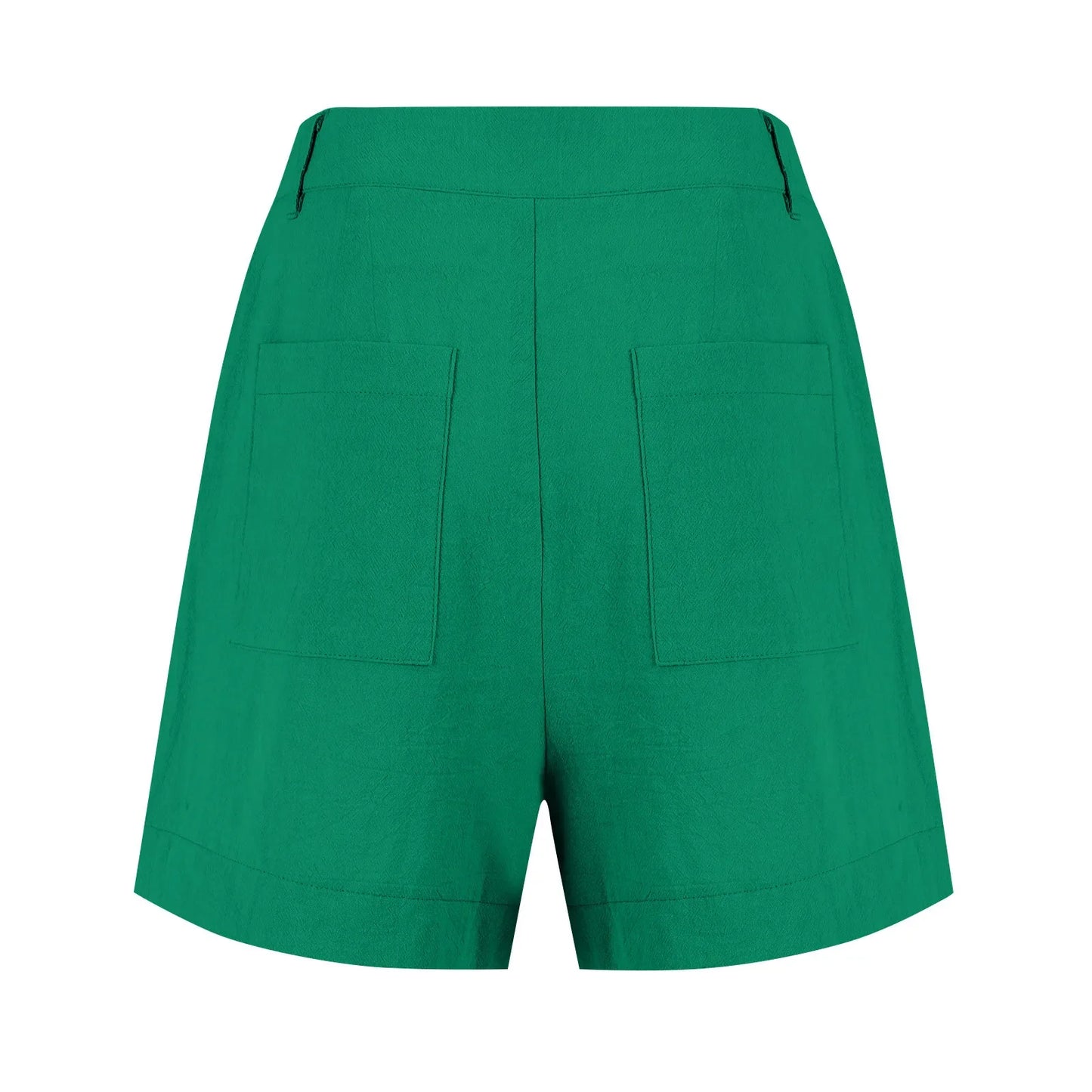 Cotton Linen Solid Shorts For Women Button High Waist Summer Loose Casual Pockets Shorts Female Pants Women Clothing