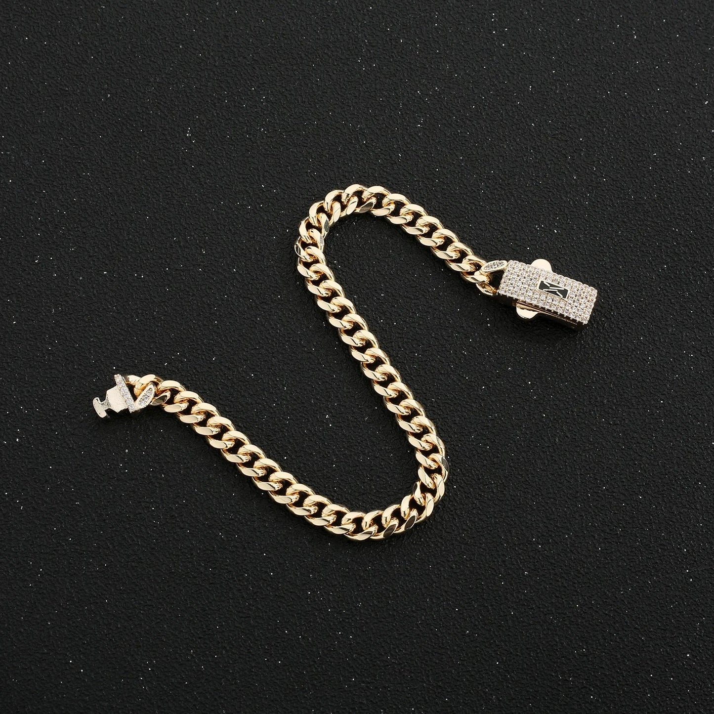 14K Monaco new chain for men and women, brass, cubic zirconia, fashionable Monaco bracelet for men and women