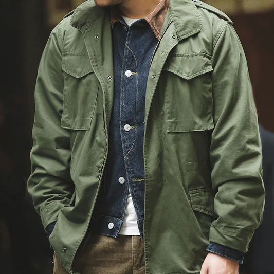 Jackets For Men Green Oversize Denim Jacket Vintage Casual Windbreaker Solid Coat