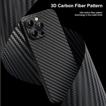 0.3mm Ultra Thin Carbon Fiber Texture Hard Phone Case For iPhone 15 14 13 12 11 Pro Max 7 8 Plus Mini SE Slim Cover Soft Shell