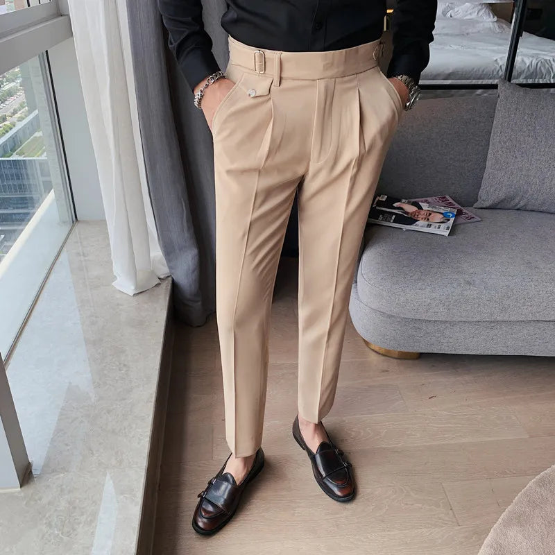 British High-waist Pant Men Social Pant Traje Hombre Formal Dress Pants