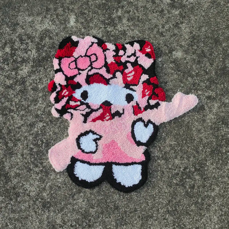 Cartoon Anime Pink Soft Tufted Rug 3D Irregular Plush Kawaii Girls Bedroom Bedside