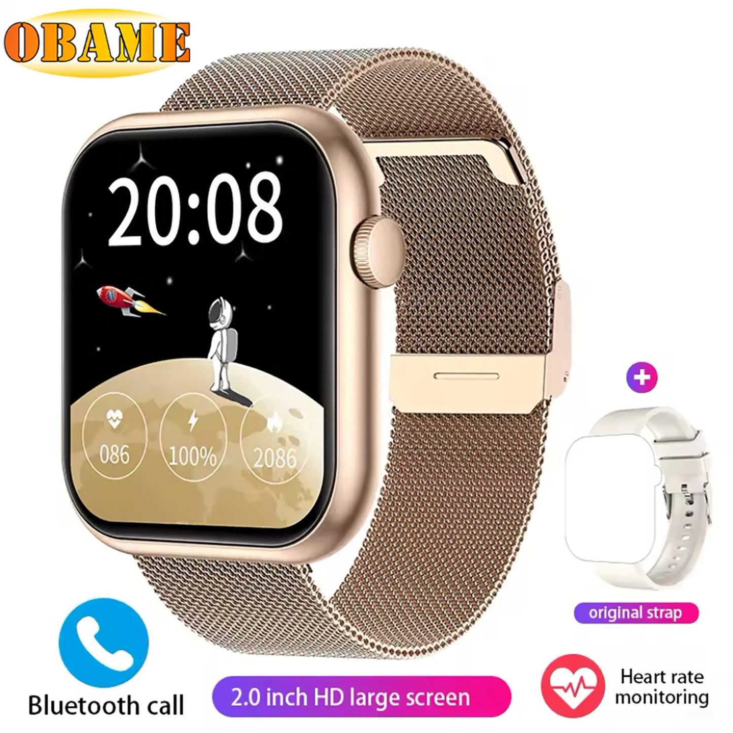 New QX7 Smart Watch Men 2.01-inch SmartWatch Bluetooth Call GPS AI Voice Heart rate Blood oxygen Android &IOS Sports Smartwatch