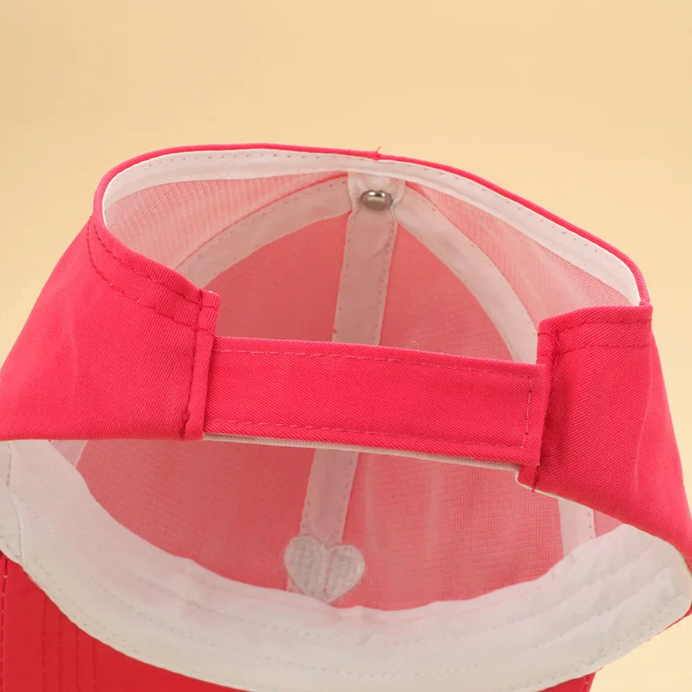 Kids Baseball Caps for Boys Girls Sun Hat Love Heart Hollow High Ponytail Caps Children Adjustable Baseball Caps for 4-12 Years