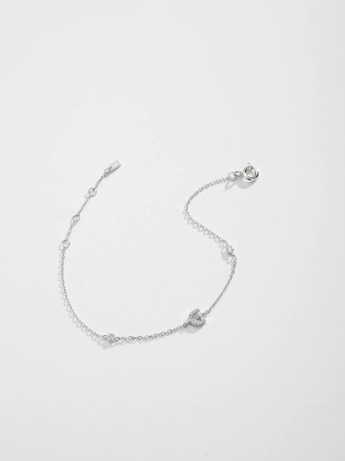 VEWANT 925 Sterling Silver Monogram Letter A - Z Initial Charm Chain Bracelet Luxury Wedding CrystalFine Jewelry