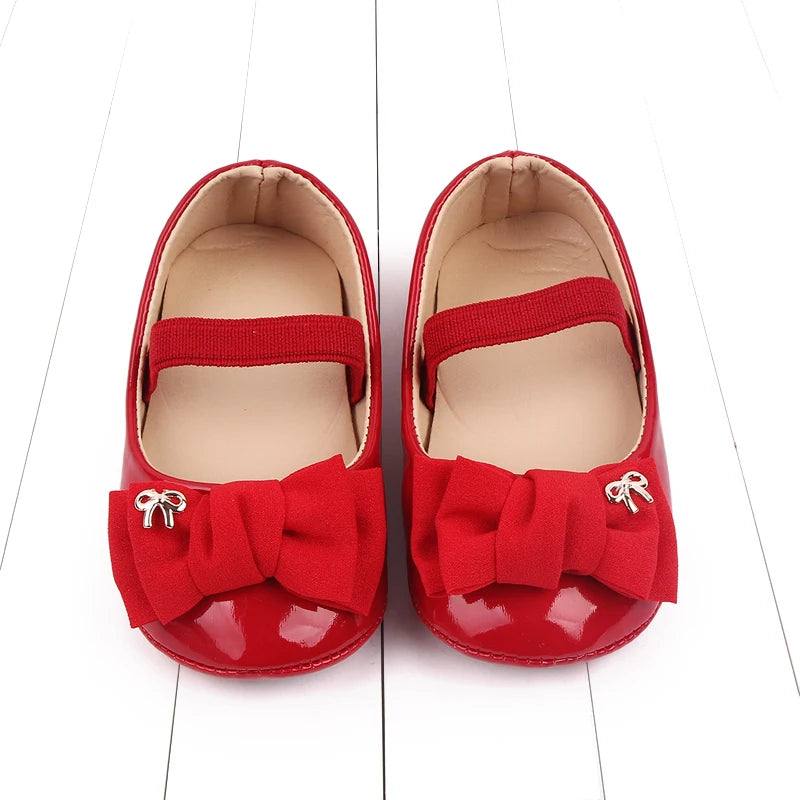 Baby Girl Shoes Cute Bowknot Toe-covered Soft PU Mary Jane Shoes Anti-slip