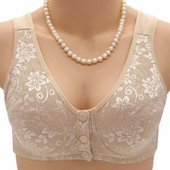 Bra Large Size Brassiere Mother's Cotton Wireless Bras Anti-sagging Gathered