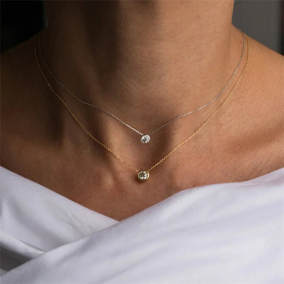SUNIBI Stainless Steel Charm Crystal Necklace Pendant Birthstone Charms For Jewelry Making Women Earrings DIY Accessories