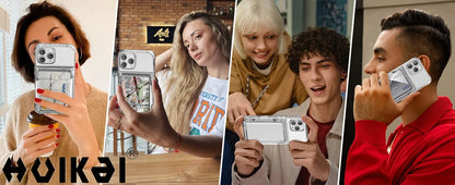 Case For iPhone 17 Pro Max 17 Air 16 Pro Max 15 Pro 15 14 Wallet Card Holder Slide Slot Slim Hard PC Heavy Duty Protective Cover