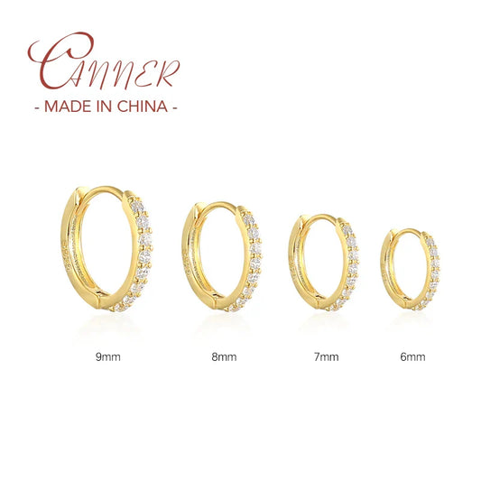 6/7/8/9 MM Cartilage Circle Earrings 925 Sterling Silver Bling CZ Huggie Hoop Earring for Women Piercing Buckle Wedding Jewelry